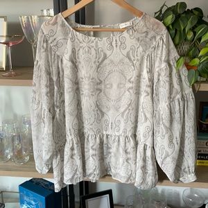 Vici dolls white and grey blouse